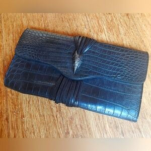 Raven Kauffman Couture Black Leather Envelope Clutch